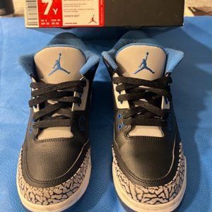 Air Jordan 3 Retro BG, Black/Sport Blue-Wolf Gray
